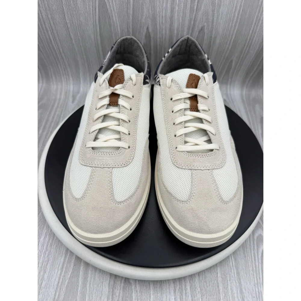OluKai Punini Mens Size 11.5 Off White Aloha Navy Court Casual Shoes Sneakers